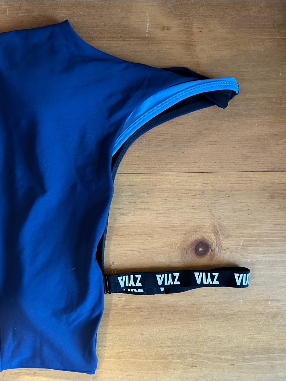 ZYIA Blue Assym Strap Sports Bra with Removable Branded Strap